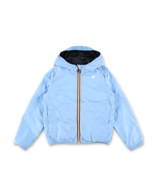 K-Way Blue Reversible Mini Jacket With Double-Face Design