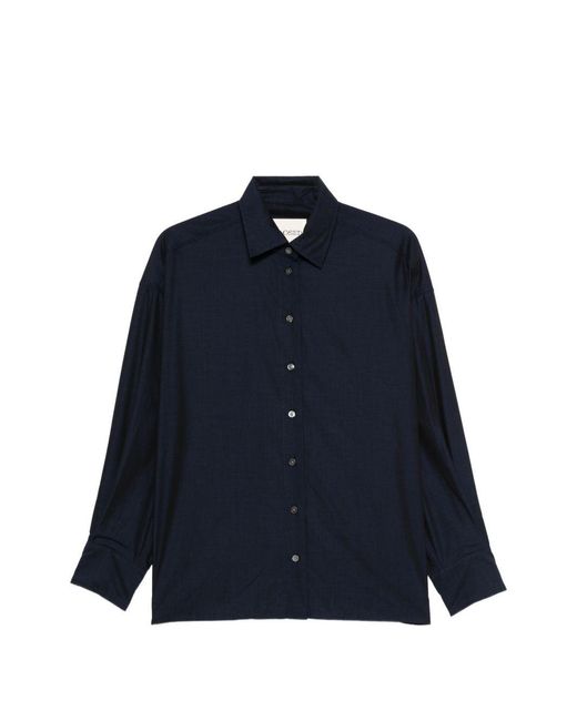 Closed Blouse Met Knopen in het Blue