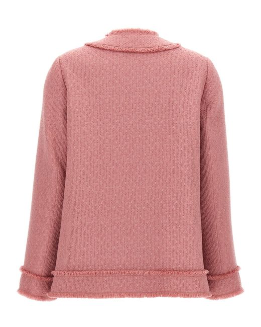 Dolce & Gabbana Pink Wool Blazer With Front Pockets