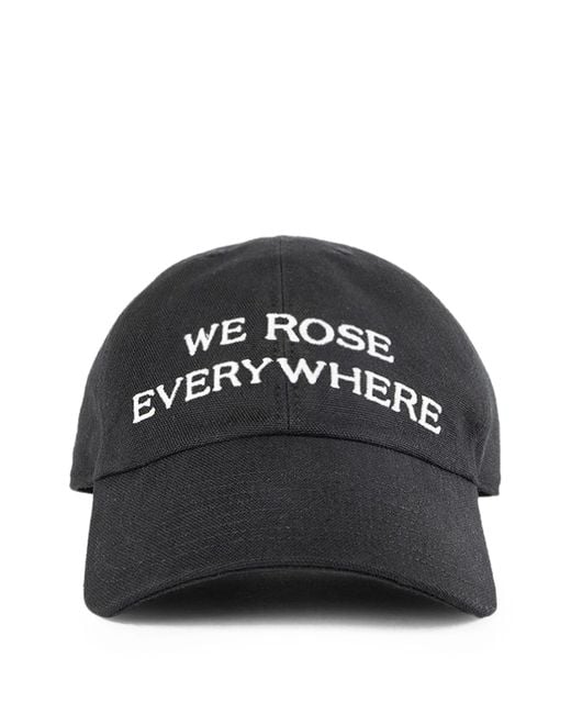 Ann Demeulemeester Black Ini Baseball Cap With "We Rose Everywhere" Embroidery