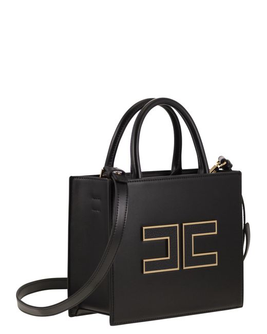 Elisabetta Franchi Black Small Tote Bag With Logo