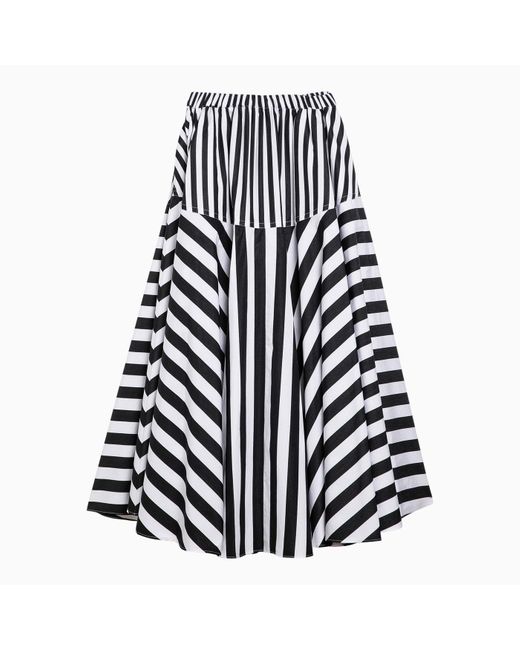 Patou Black Striped Cotton Skirt