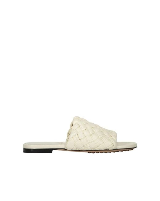Bottega Veneta Natural White Lamb Leather Mules