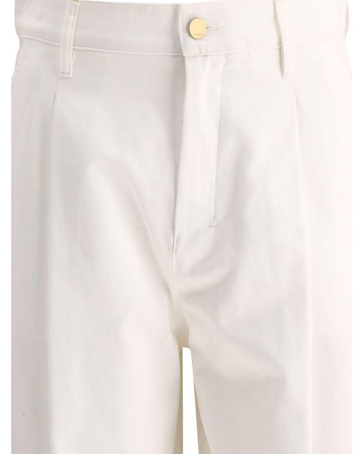 Pantalones de gabardina de algodón de ida y vuelta "Vincent" Max Mara de color White