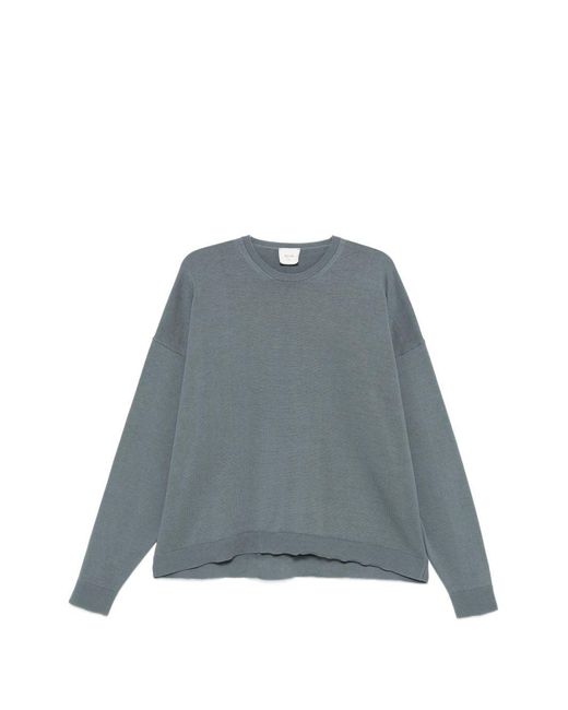 Alysi Gray Cotton Crewneck Sweater