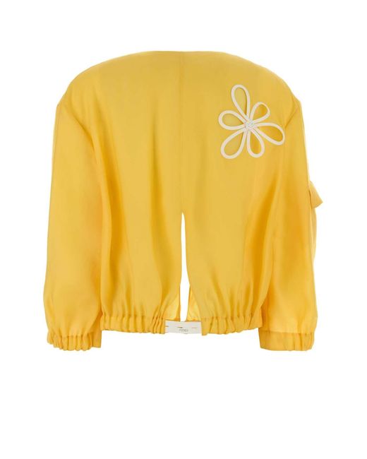 Fendi Yellow Blouson Silky Organza