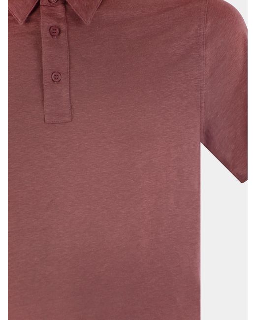 Majestic Red Linen Short Sleeved Polo Shirt