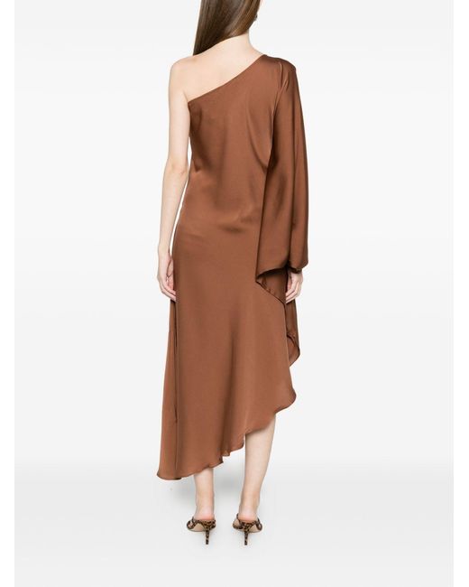 Silk95five Brown Ritz Silk Asymmetric Dress