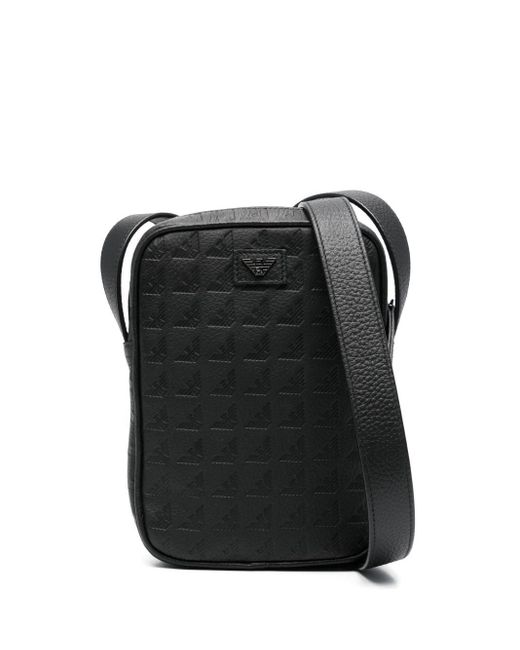Emporio Armani Exclusive Black Logo Leather Pouch for men