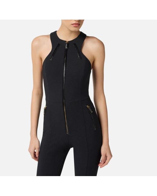 Elisabetta Franchi Blue Overall With Zip Details