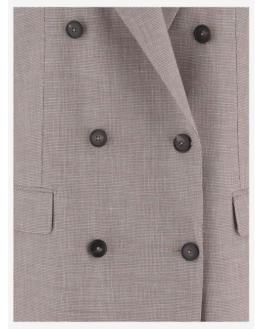 Tagliatore Gray Zweireihige Jacke aus Leinen und Baumwolle
