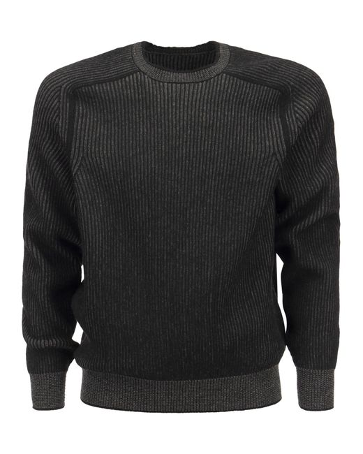 Sease Black Dinghy Ripped Cashmere Reversible Crew Neck -Pullover