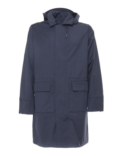 K-Way Blue Poirol Tech Wool Blend 3/4 Length