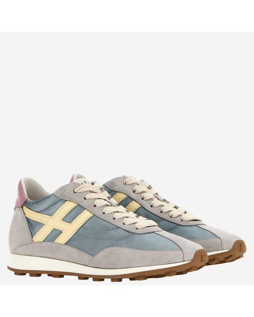 Hogan Blue Sneakers Leather & Technical Fabric