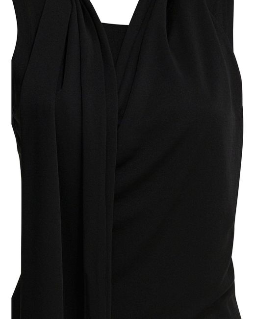 AMI Black Sleeveless Top With Lavalliere