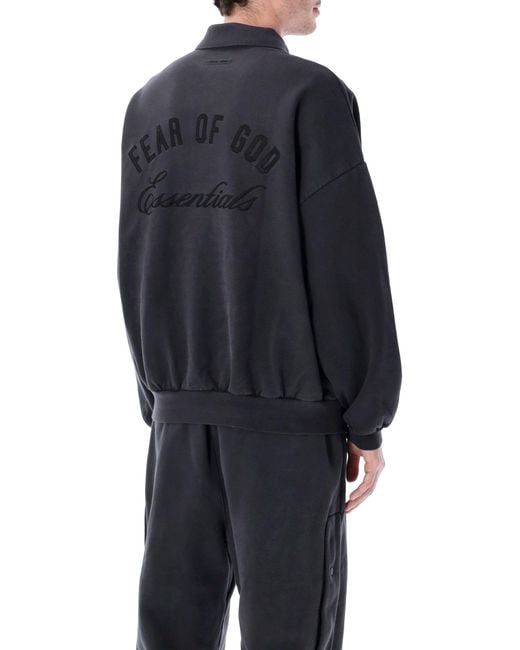 Essentials x Fear Of God Blue Embroidered Classic Polo Sweatshirt