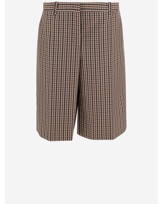 Jil Sander Red Wool Plaid Pattern Short Pants