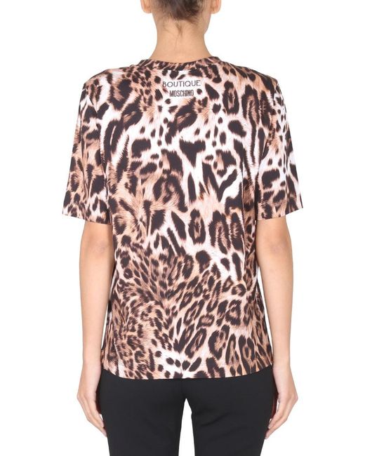 Boutique Moschino Red Animal Print T-Shirt