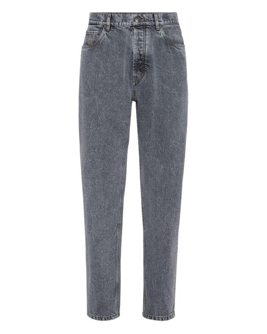 Brunello Cucinelli Jeans Met Logopatch in het Gray voor heren