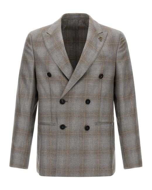 Pal Zileri Gray Double-Breasted Blazer for men
