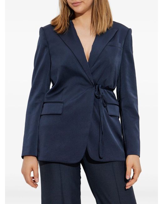 Theory Blue Tie Waist Blazer.Cru