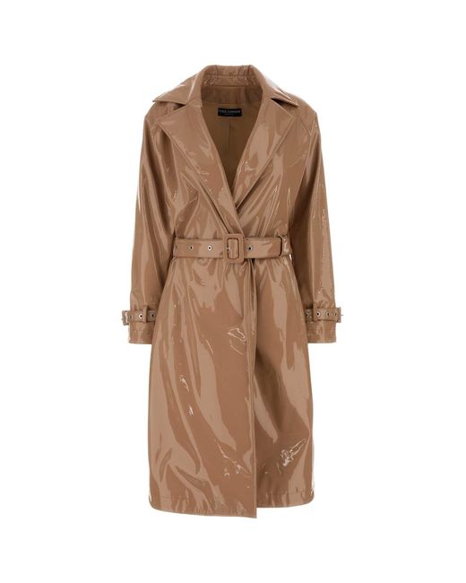 Dolce & Gabbana Brown Dolce & Gabbana Skin Synthetic Leather Trench Coat
