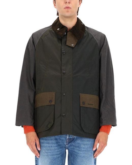 Barbour Gray "Patchwork Bedale" Waxed Jacket for men