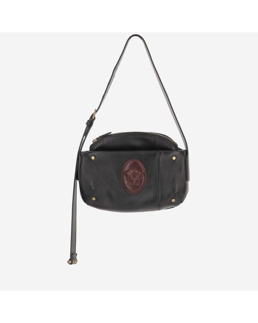 Versace Black Leather Shoulder Bag