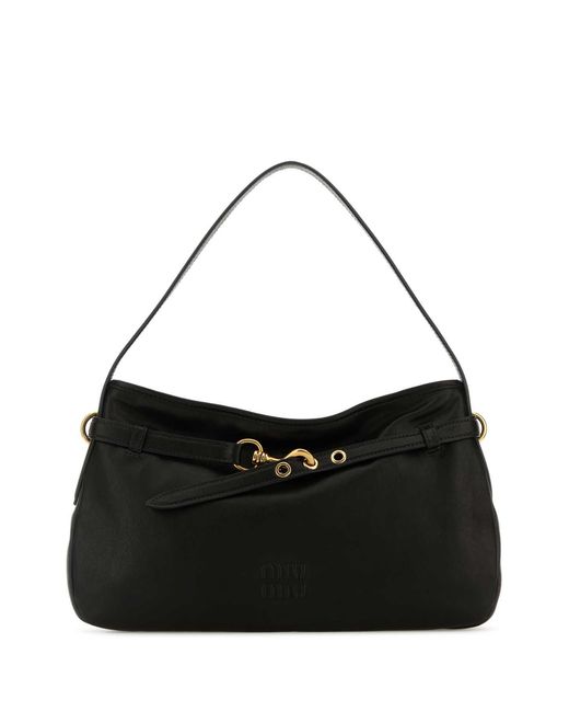 Miu Miu Black Nappa Leather Aventure Shoulder Bag