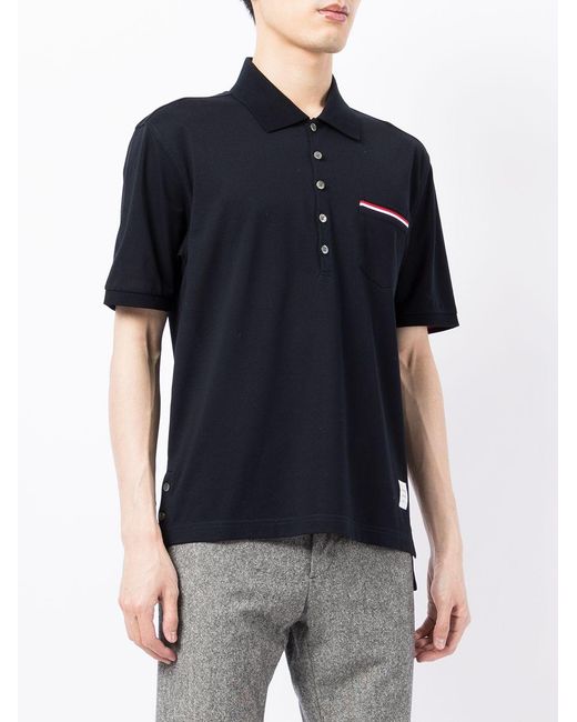 Thom Browne Black Cotton Polo Shirt