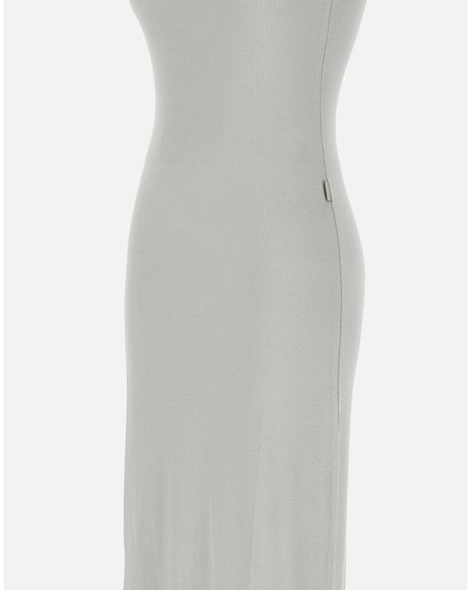 Remain White Maxikleid Ohne Ärmel Mit Netzbesatz