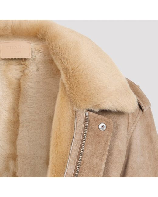 Leather Jacket Prada de color Natural