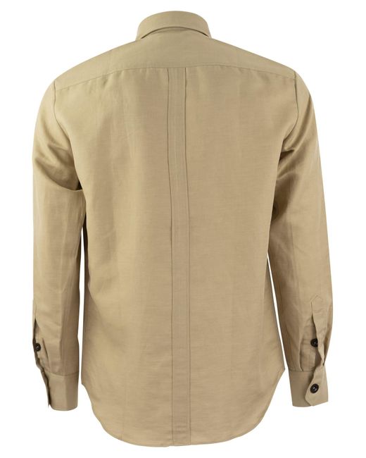 Camisa de safari de lino y algodón PT Torino de color Natural
