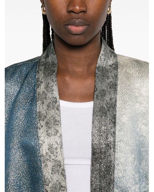 Pierre Louis Mascia Blue Printed Kimono Jacket