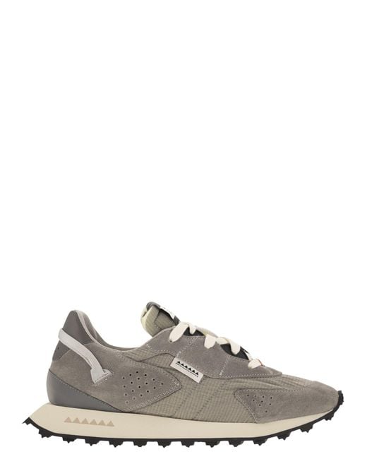 RUN OF Gray Oxygen M Sneakers Suede, Canvas And Leather for men