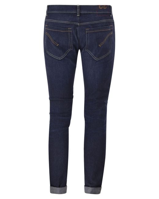 Dondup Blue George Skinny Fit Stretch Denim Jeans With Contrast Stitching
