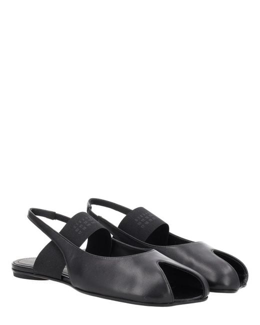 MM6 by Maison Margiela White Leather Slingback Flat Shoes