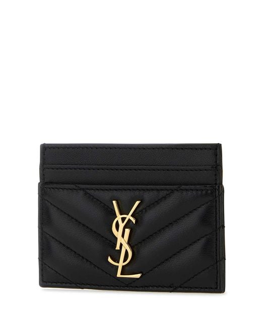 Saint Laurent Black Nappa Leather Cassandre Card Holder