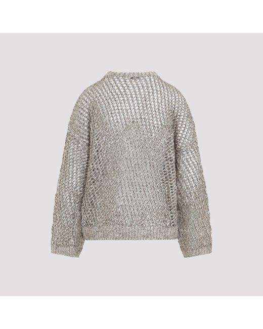 Brunello Cucinelli Gray Fish-Net Sweater