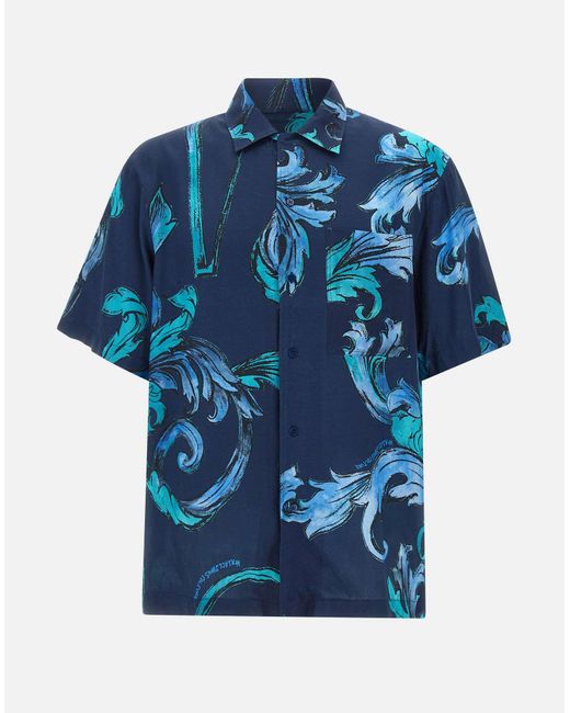 Barroque Blue Viscose Camiseta Versace Jeans Couture de hombre