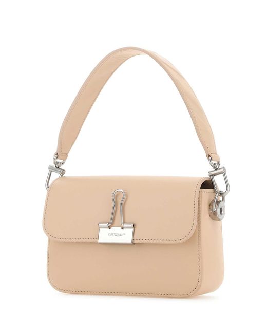 Off-White c/o Virgil Abloh Natural Off Light Leather Small Plain Binder Handbag