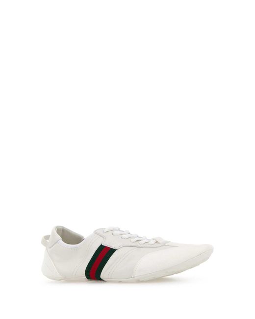 Gucci White Leather And Suede Flex Sneakers