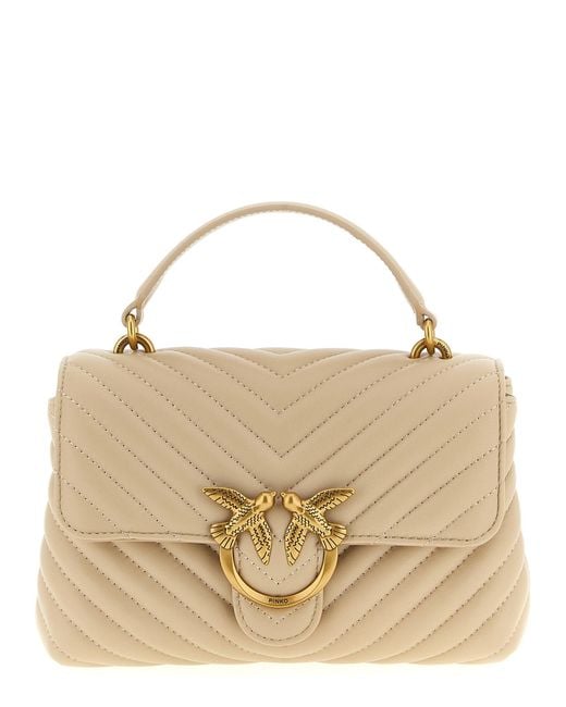 Pinko Metallic Love Lady Puff Mini Hand Bags Beige