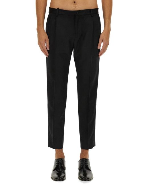Dolce & Gabbana Black Classic Silk Blend Trousers for men