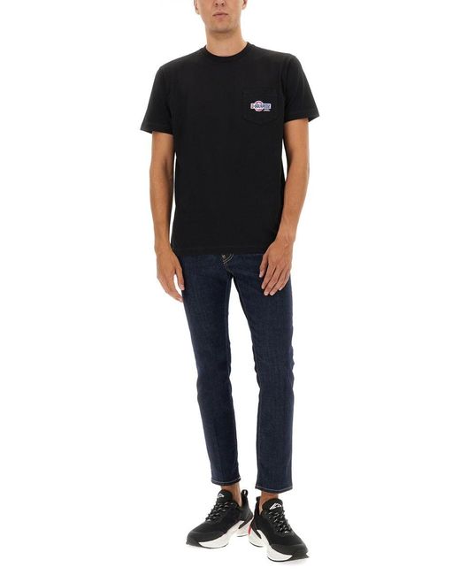 DSquared² Black T Shirt With Pocket And Logo