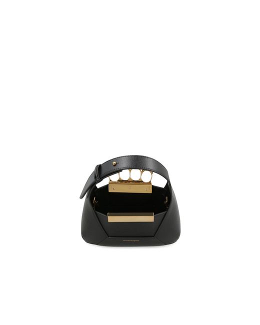 Alexander McQueen Black Jeweled Hobo Mini -Tasche