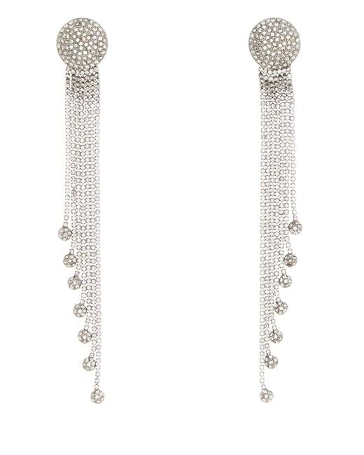 Alessandra Rich White Crystal Fringes Earrings