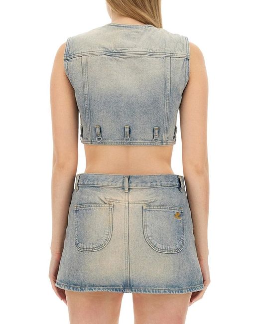 Courreges Blue Denim Cropped Vest