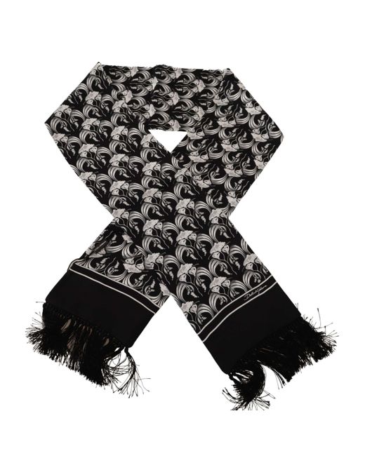 Sciarpa con frange e scialle in seta floreale bianco neroDolce & Gabbana in  Seta da Uomo colore Nero | Lyst
