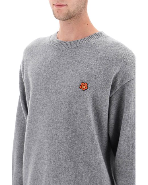 KENZO Gray Sweater With Boke Flower Patch for men